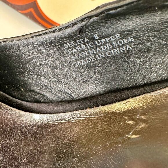 Zigi Soho Black Satin Peep-Toe Platform Heels Crystal Rosette Stiletto size 8 - Picture 8 of 12